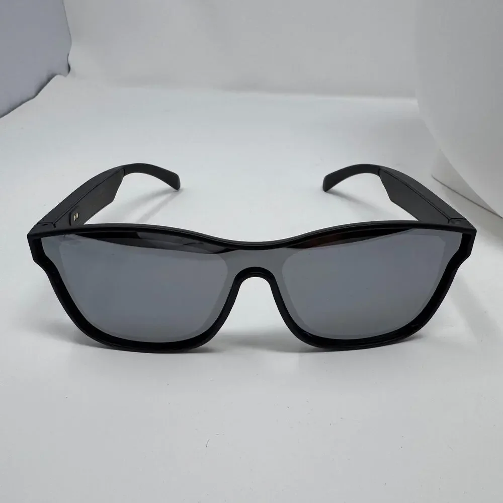 Smart Glasses for Men and Women with Speaker/Bluetooth Sunglasses Shiny Silver
